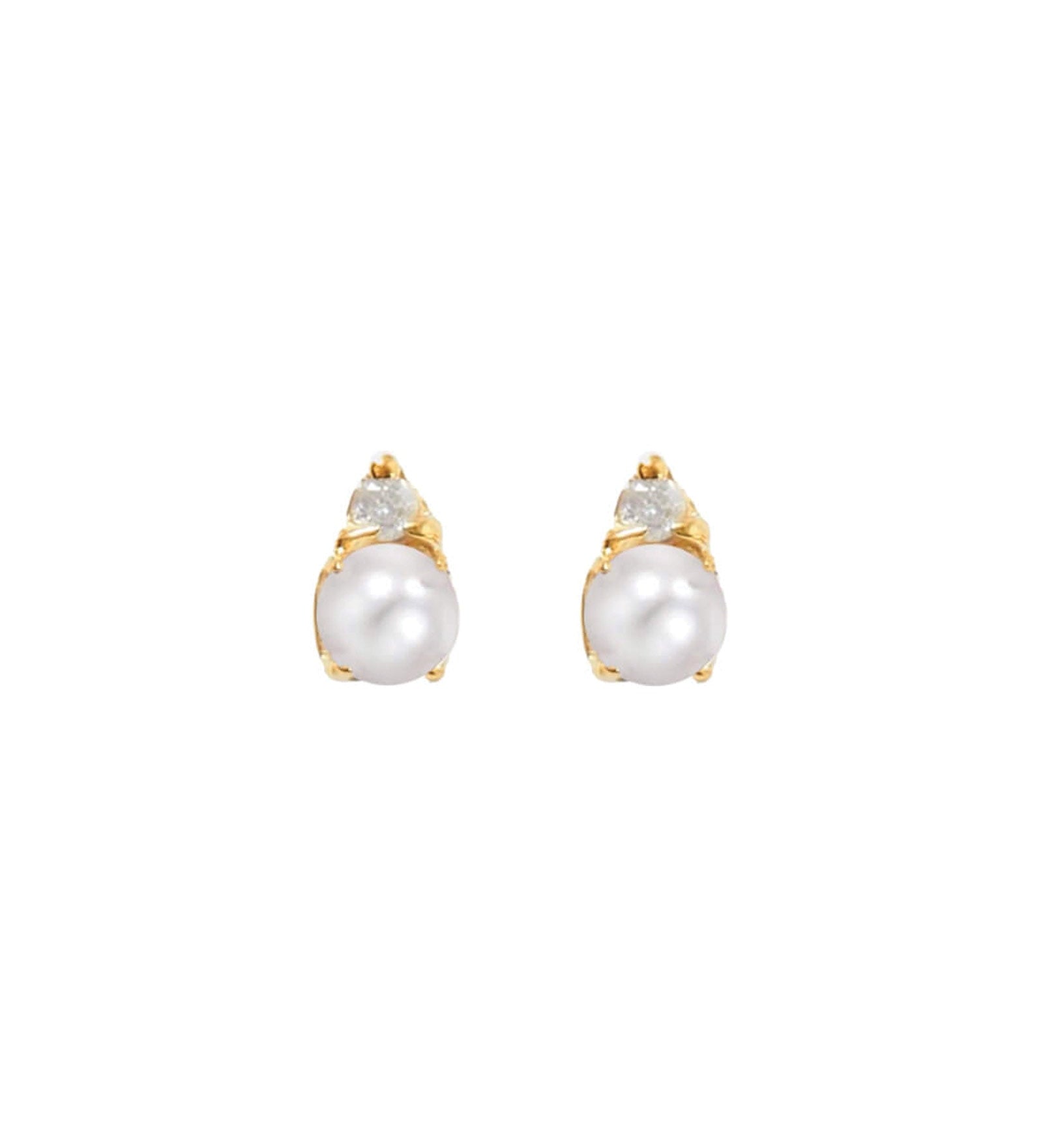 Quiet Icon-Birthstone Studs | June-Earrings-14k Gold Vermeil, White Pearl-Blue Ruby Jewellery-Vancouver Canada