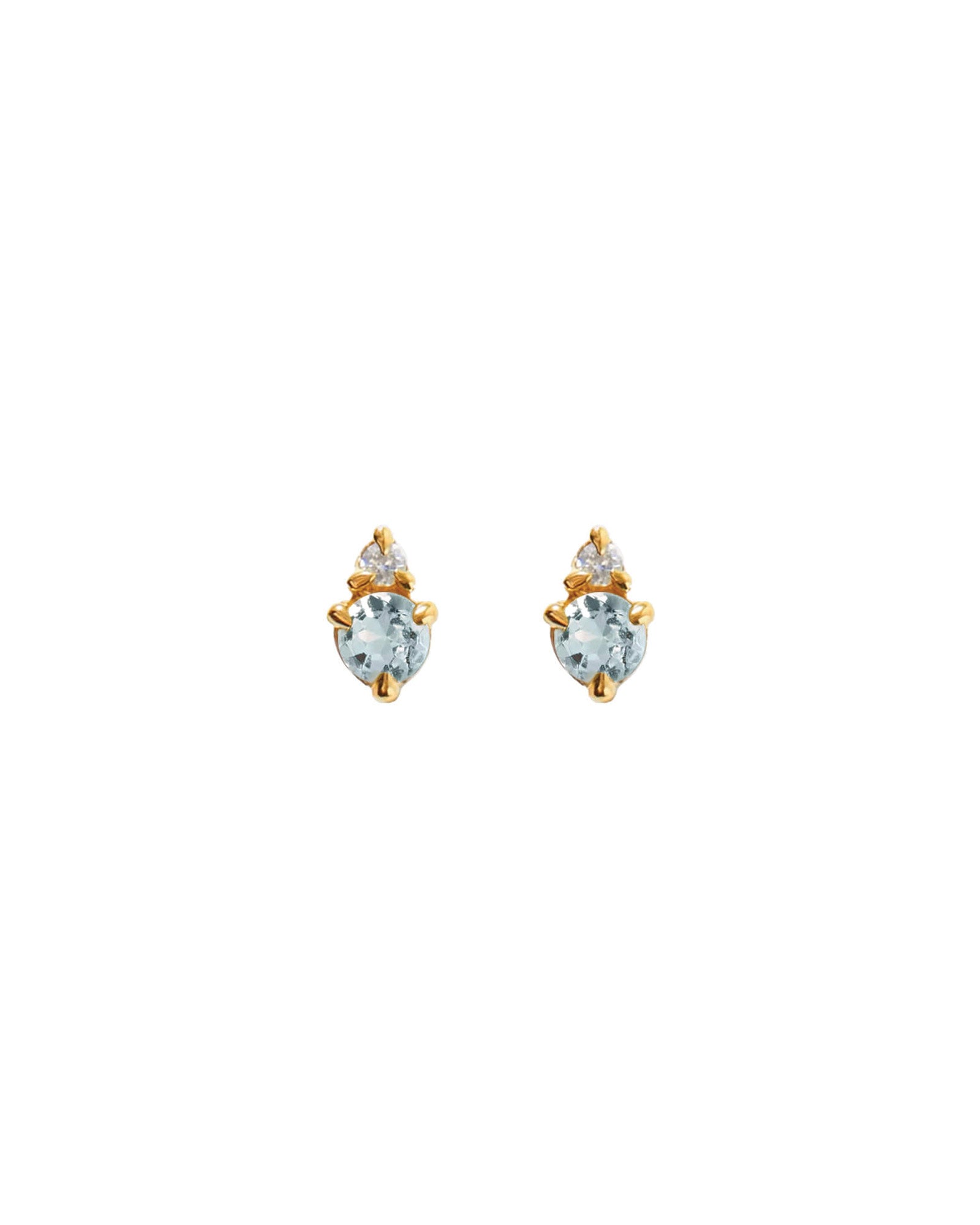 Quiet Icon-Birthstone Studs | March-Earrings-14k Gold Vermeil, Cubic Zirconia-Blue Ruby Jewellery-Vancouver Canada