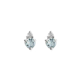 Quiet Icon-Birthstone Studs | March-Earrings-Rhodium Plated Sterling Silver, Cubic Zirconia-Blue Ruby Jewellery-Vancouver Canada