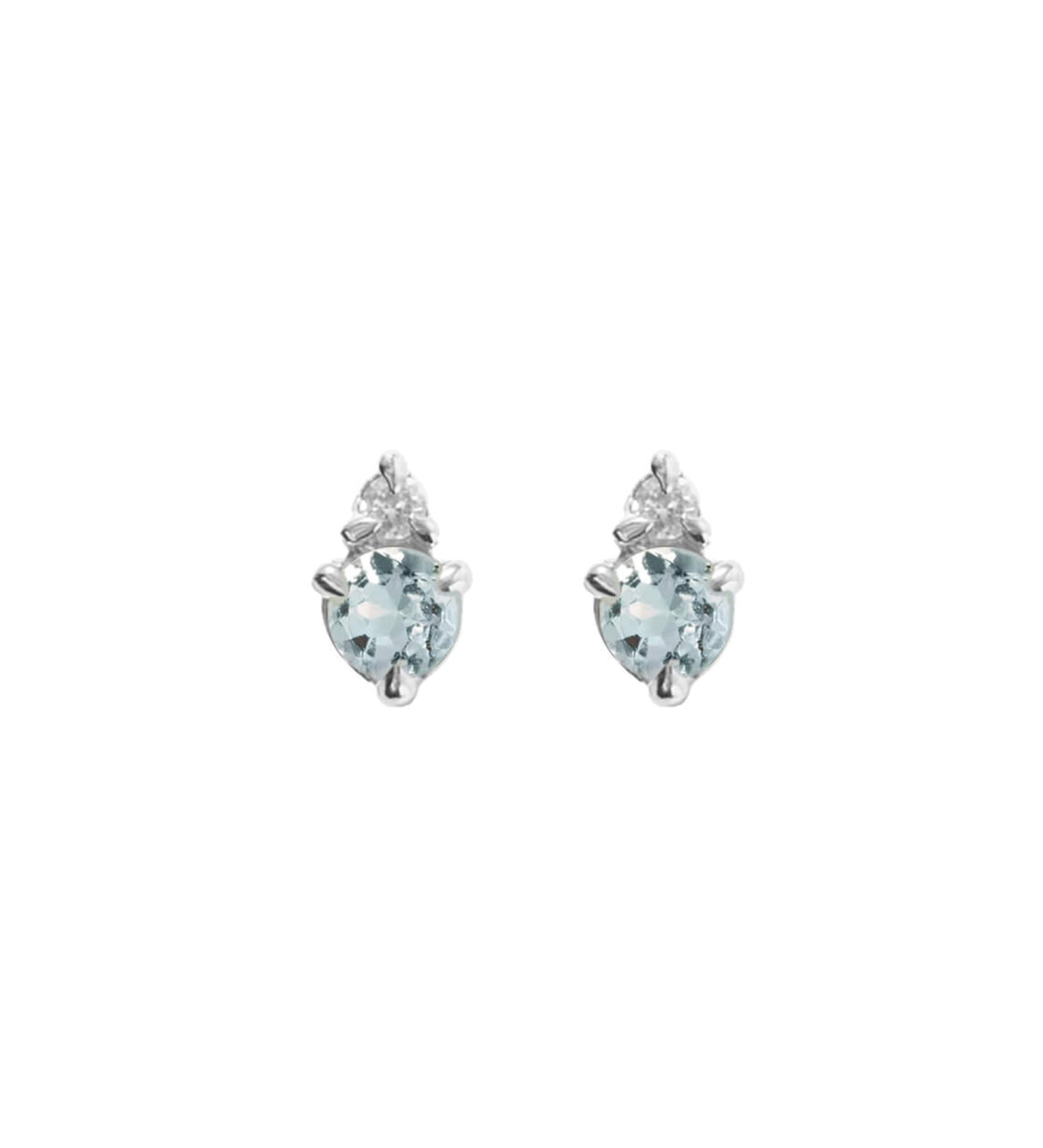 Quiet Icon-Birthstone Studs | March-Earrings-Rhodium Plated Sterling Silver, Cubic Zirconia-Blue Ruby Jewellery-Vancouver Canada