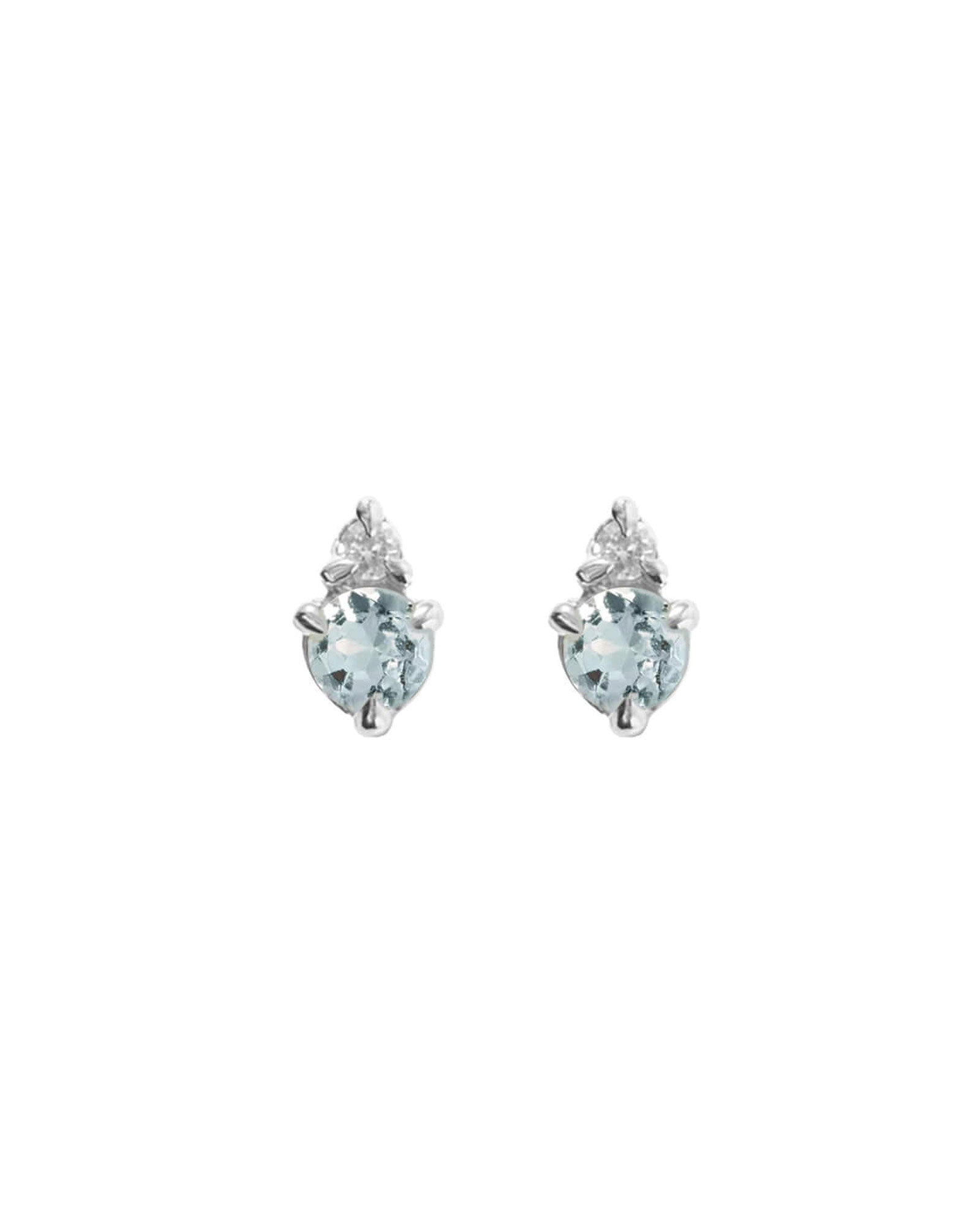 Quiet Icon-Birthstone Studs | March-Earrings-Rhodium Plated Sterling Silver, Cubic Zirconia-Blue Ruby Jewellery-Vancouver Canada