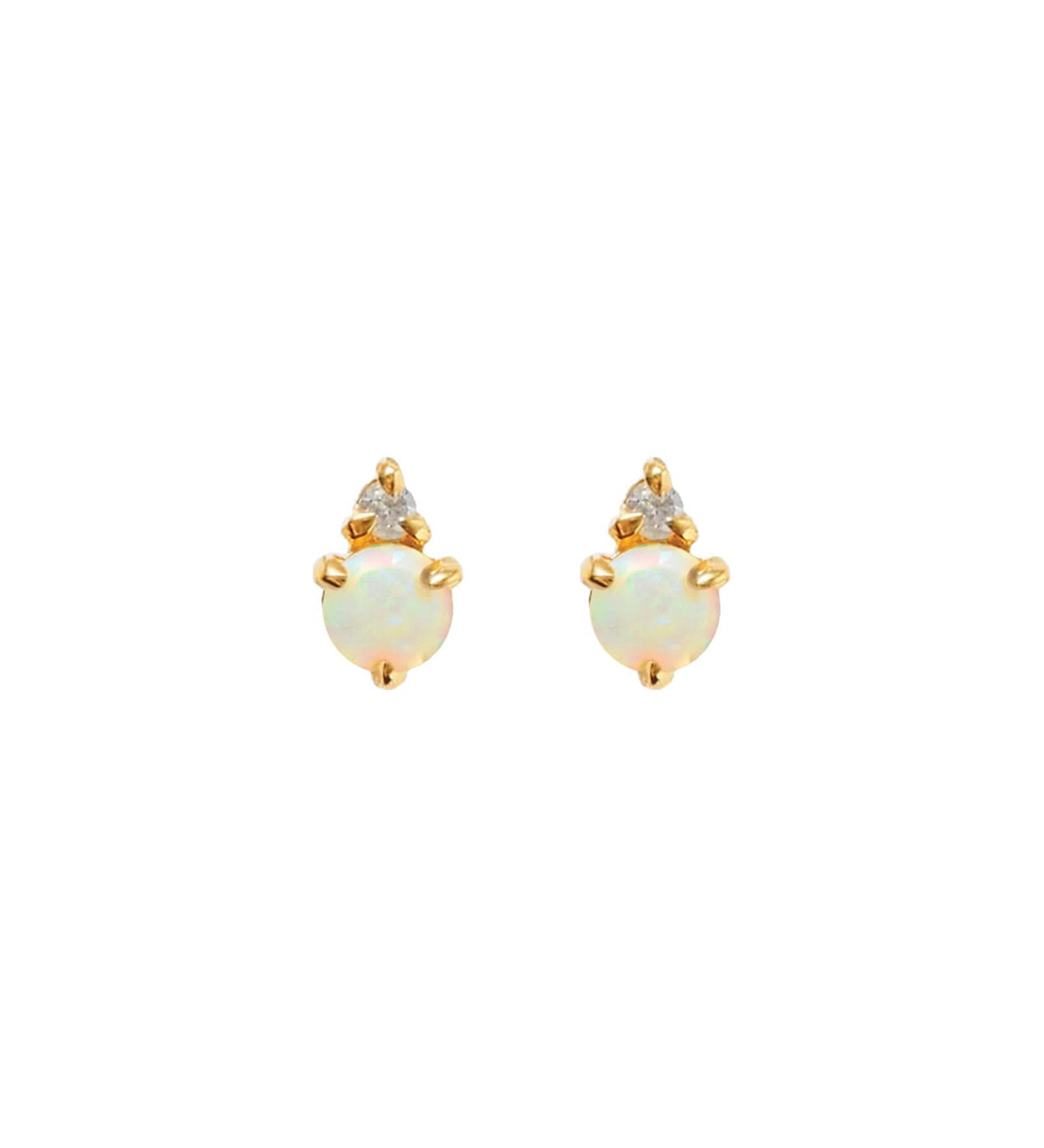 Quiet Icon-Birthstone Studs | October-Earrings-14k Gold Vermeil, Opal-Blue Ruby Jewellery-Vancouver Canada