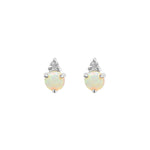Quiet Icon-Birthstone Studs | October-Earrings-Rhodium Plated Sterling Silver, Synthetic Opal-Blue Ruby Jewellery-Vancouver Canada