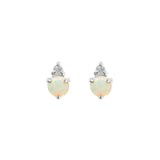 Quiet Icon-Birthstone Studs | October-Earrings-Rhodium Plated Sterling Silver, Synthetic Opal-Blue Ruby Jewellery-Vancouver Canada