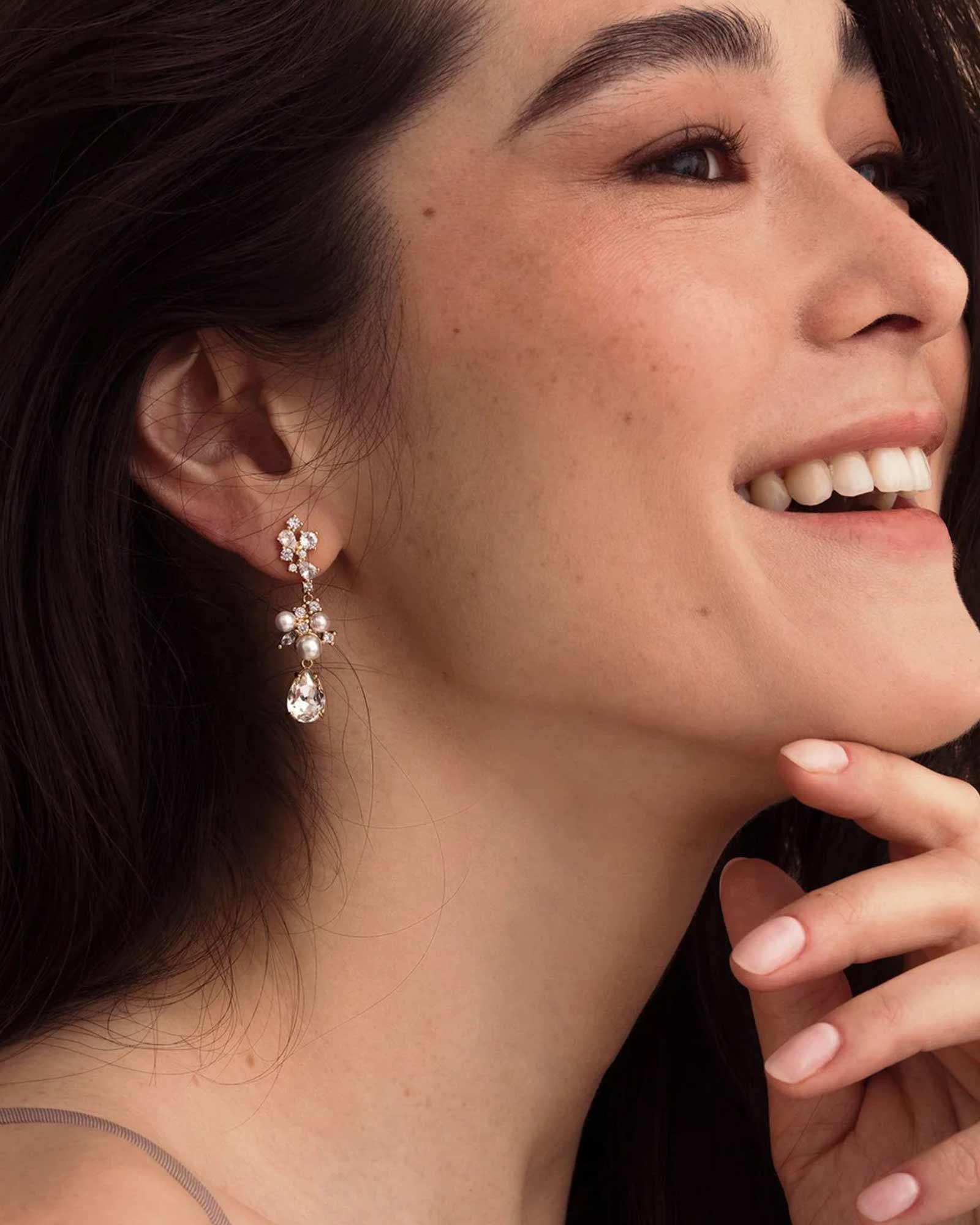 Olive & Piper-Blair Drops-Earrings-14k Gold Plated, Crystal-Blue Ruby Jewellery-Vancouver Canada