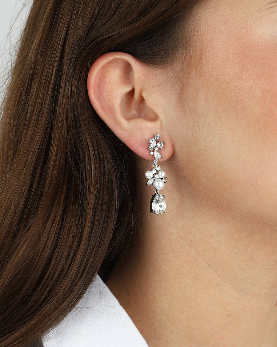 Olive & Piper-Blair Drops-Earrings-Silver-Tone, Crystal-Blue Ruby Jewellery-Vancouver Canada