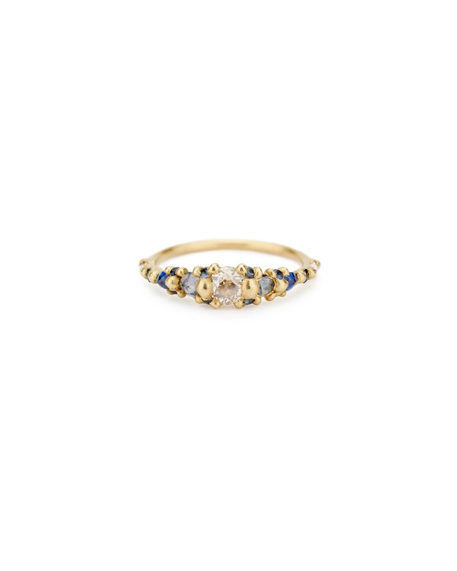 Polly Wales-Blue Marietta Ring-Rings-18k Yellow Gold, Diamond, Blue Sapphire-6.5-Blue Ruby Jewellery-Vancouver Canada