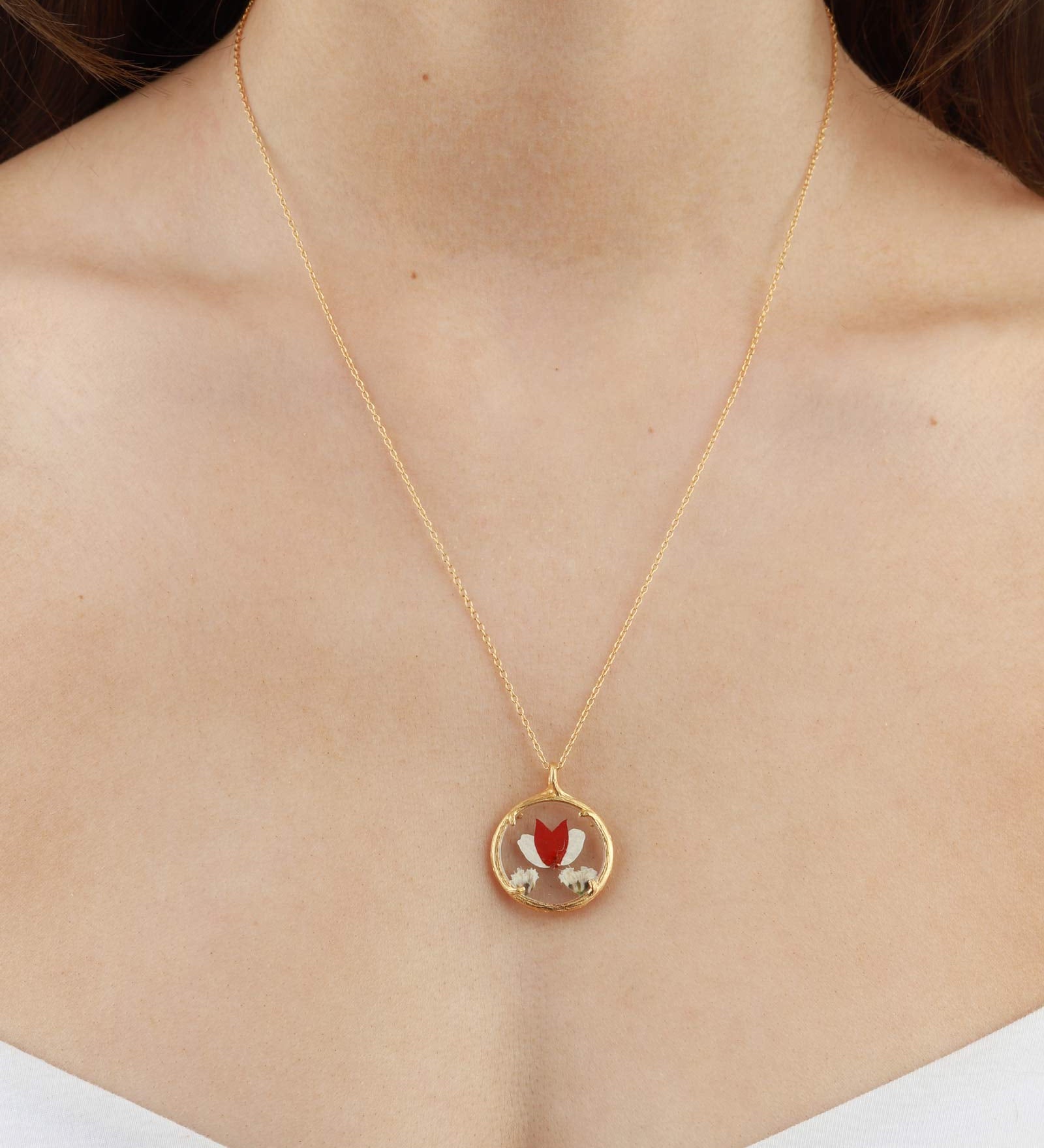 Catherine Weitzman-Botanical Necklace | Small-Necklaces-18k Gold Vermeil, Hearts A Fire-Blue Ruby Jewellery-Vancouver Canada