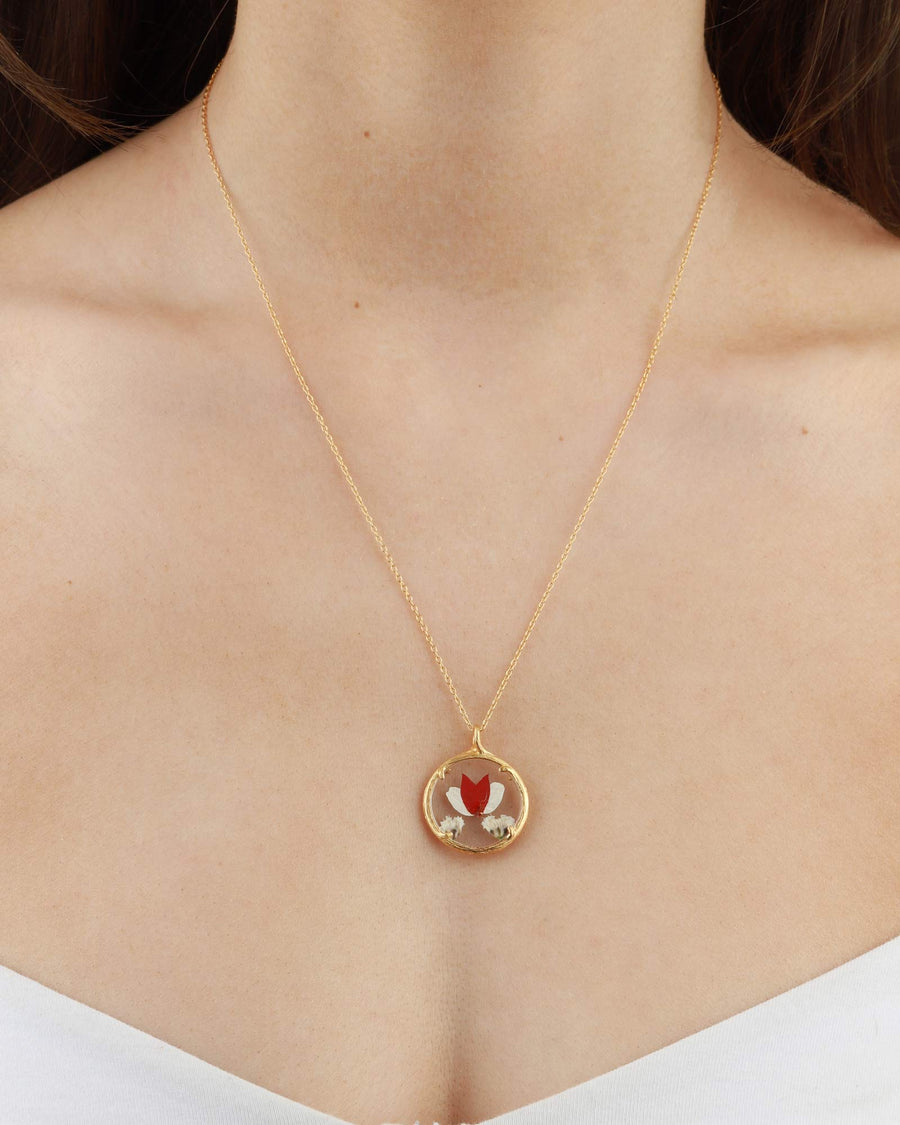 Catherine Weitzman-Botanical Necklace | Small-Necklaces-18k Gold Vermeil, Hearts A Fire-Blue Ruby Jewellery-Vancouver Canada