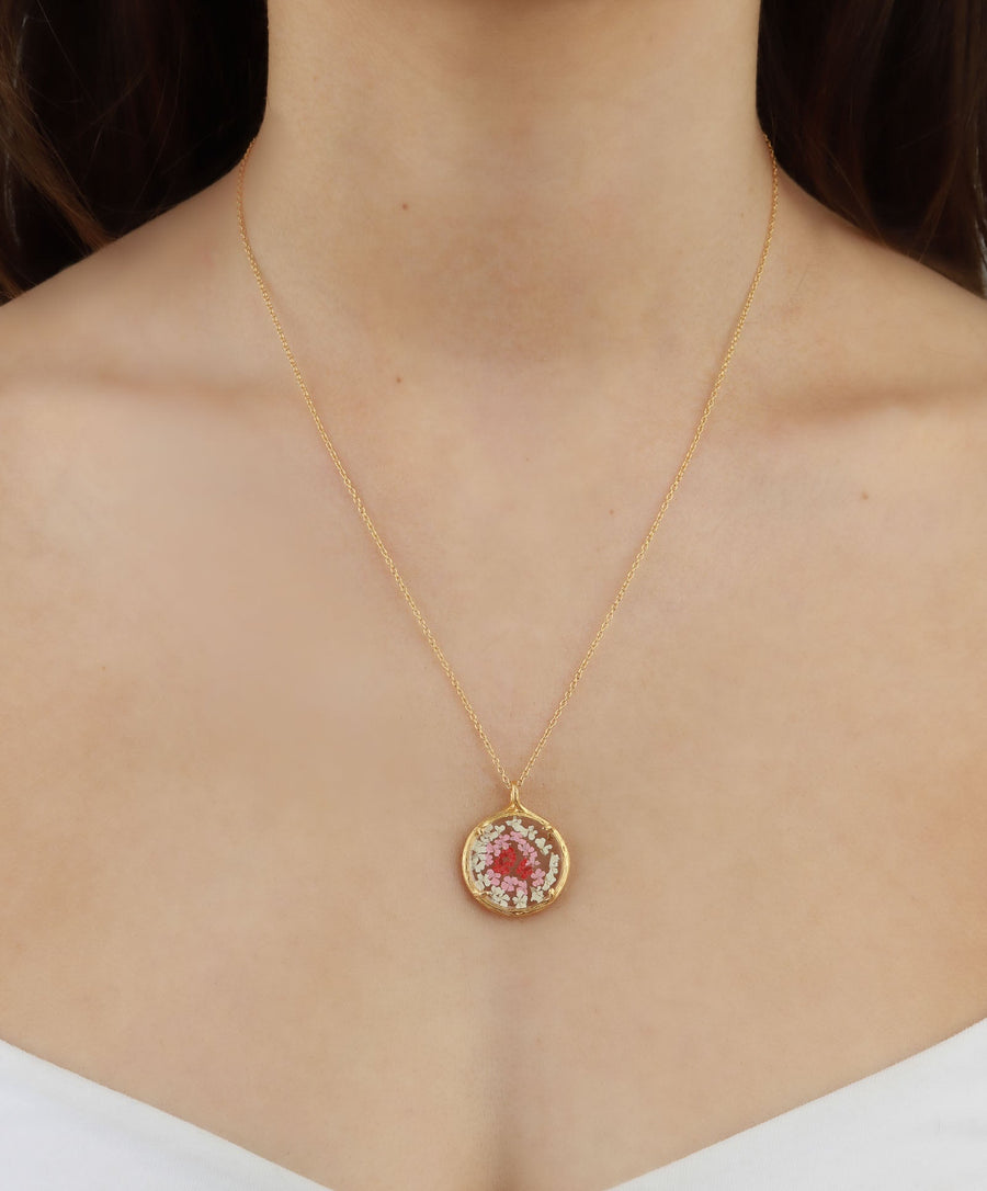 Catherine Weitzman-Botanical Necklace | Small-Necklaces-18k Gold Vermeil, Red Ombre-Blue Ruby Jewellery-Vancouver Canada