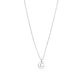 1948-Box Chain Initial Necklace-Necklaces-Sterling Silver-C-Blue Ruby Jewellery-Vancouver Canada