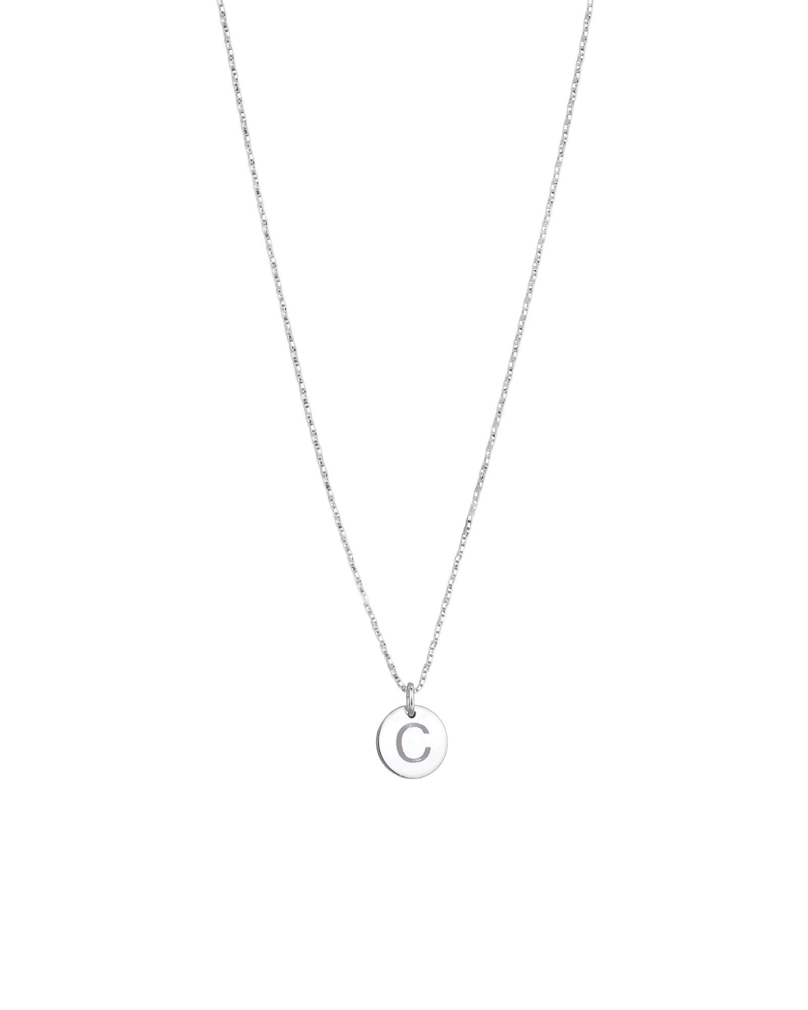 1948-Box Chain Initial Necklace-Necklaces-Sterling Silver-C-Blue Ruby Jewellery-Vancouver Canada