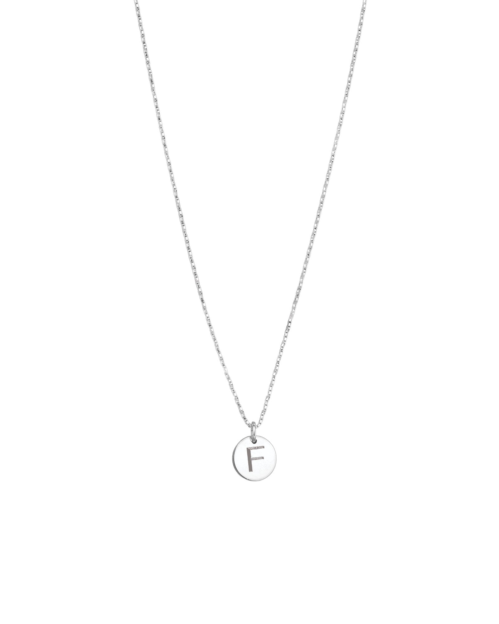 1948-Box Chain Initial Necklace-Necklaces-Sterling Silver-F-Blue Ruby Jewellery-Vancouver Canada