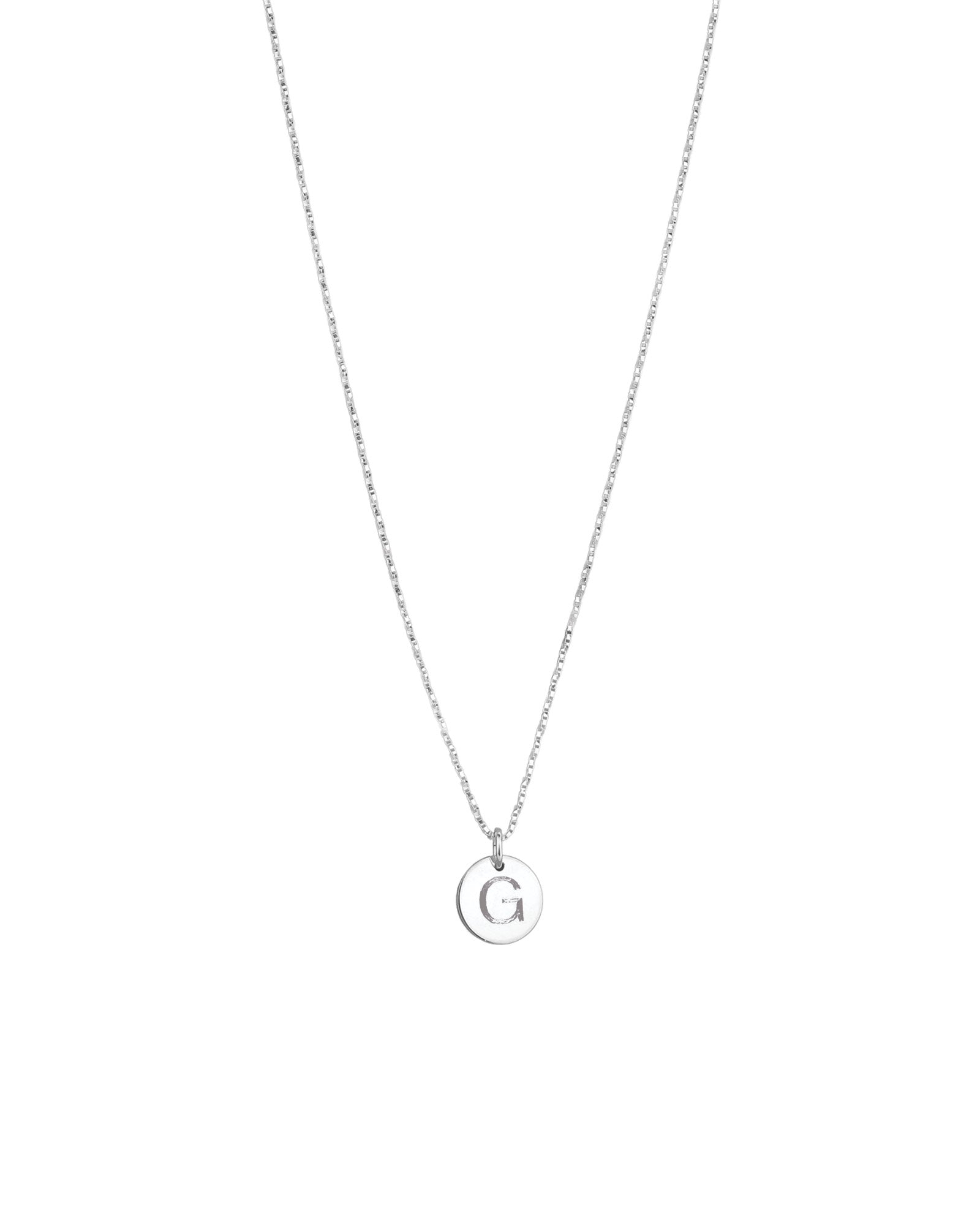 1948-Box Chain Initial Necklace-Necklaces-Sterling Silver-G-Blue Ruby Jewellery-Vancouver Canada