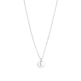 1948-Box Chain Initial Necklace-Necklaces-Sterling Silver-L-Blue Ruby Jewellery-Vancouver Canada