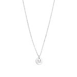 1948-Box Chain Initial Necklace-Necklaces-Sterling Silver-M-Blue Ruby Jewellery-Vancouver Canada