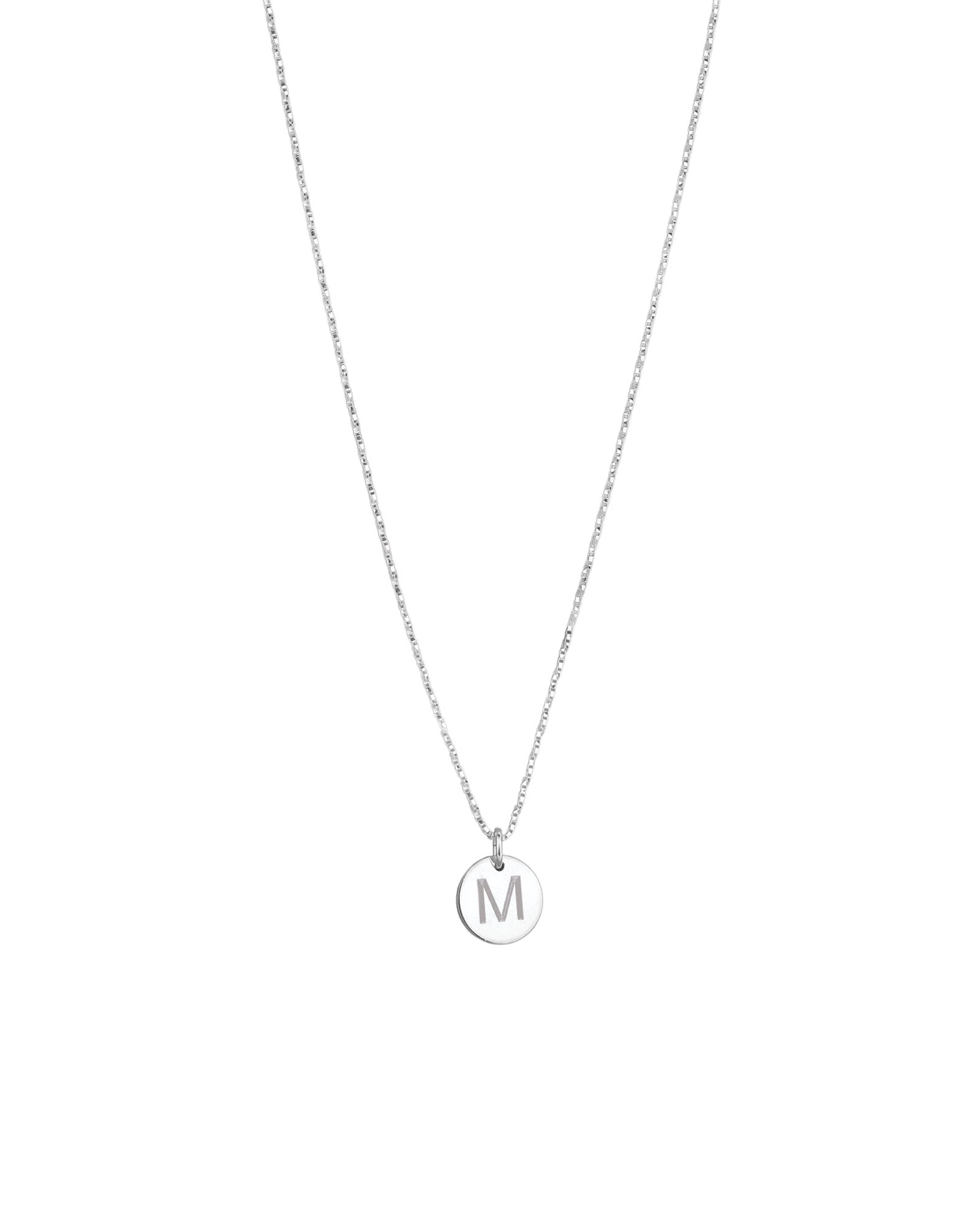 1948-Box Chain Initial Necklace-Necklaces-Sterling Silver-M-Blue Ruby Jewellery-Vancouver Canada