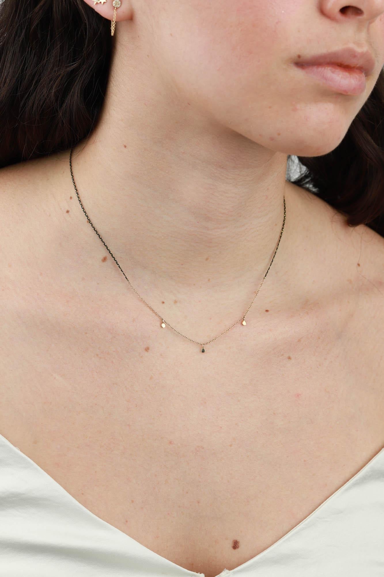 Scosha-Braided Fairy Bead Necklace-Necklaces-10k Yellow Gold, Black-Blue Ruby Jewellery-Vancouver Canada