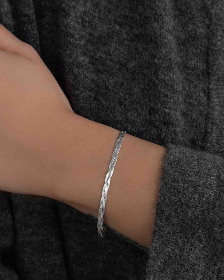 Leah Alexandra-Braided Herringbone Bracelet-Bracelets-Sterling Silver-Blue Ruby Jewellery-Vancouver Canada