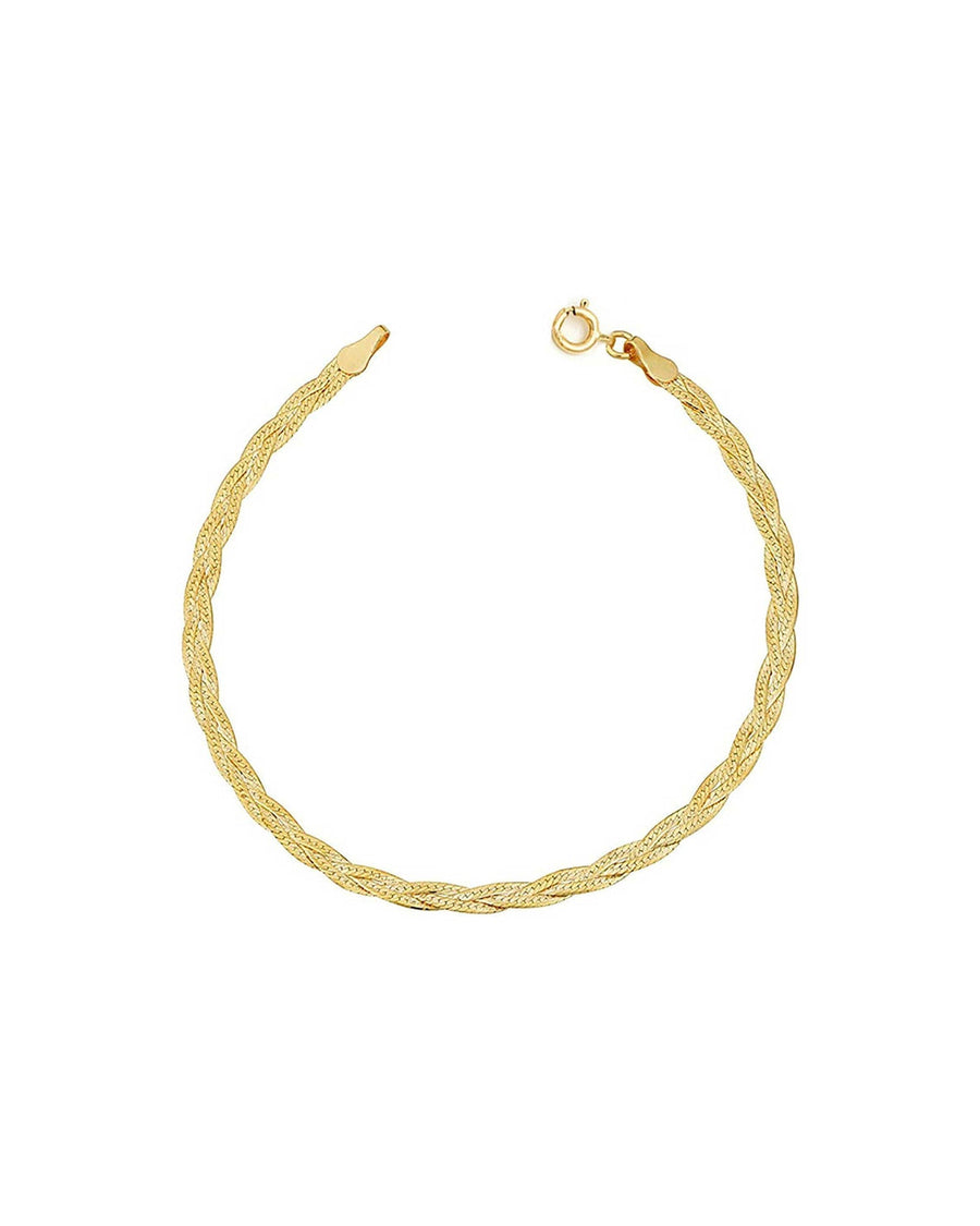 Leah Alexandra Fine-Braided Herringbone Bracelet-Bracelets-10k Yellow Gold-Blue Ruby Jewellery-Vancouver Canada