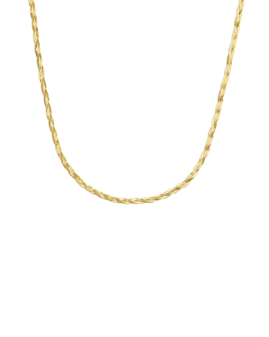Leah Alexandra Fine-Braided Herringbone Necklace-Necklaces-10k Yellow Gold-Blue Ruby Jewellery-Vancouver Canada
