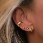 Leah Alexandra-Braided Mini Hoops-Earrings-14k Gold Vermeil-Blue Ruby Jewellery-Vancouver Canada