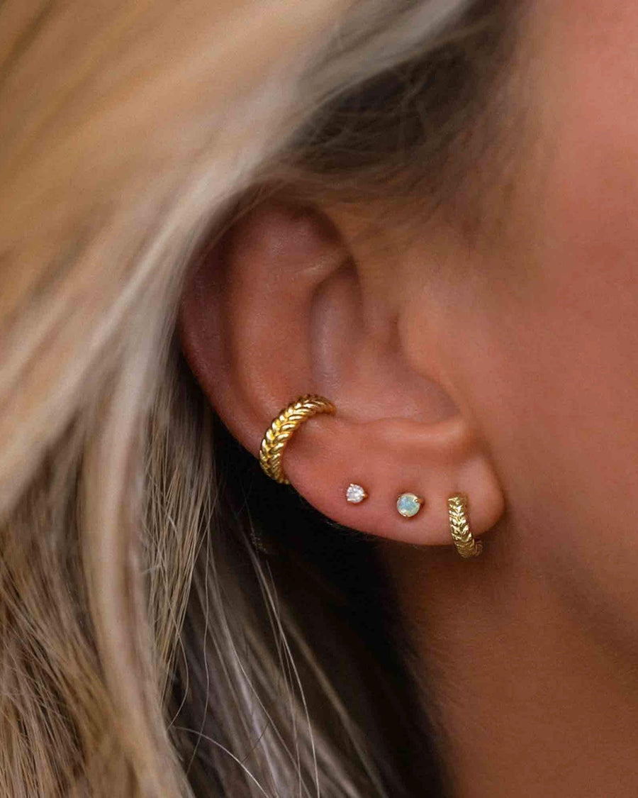 Leah Alexandra-Braided Mini Hoops-Earrings-14k Gold Vermeil-Blue Ruby Jewellery-Vancouver Canada