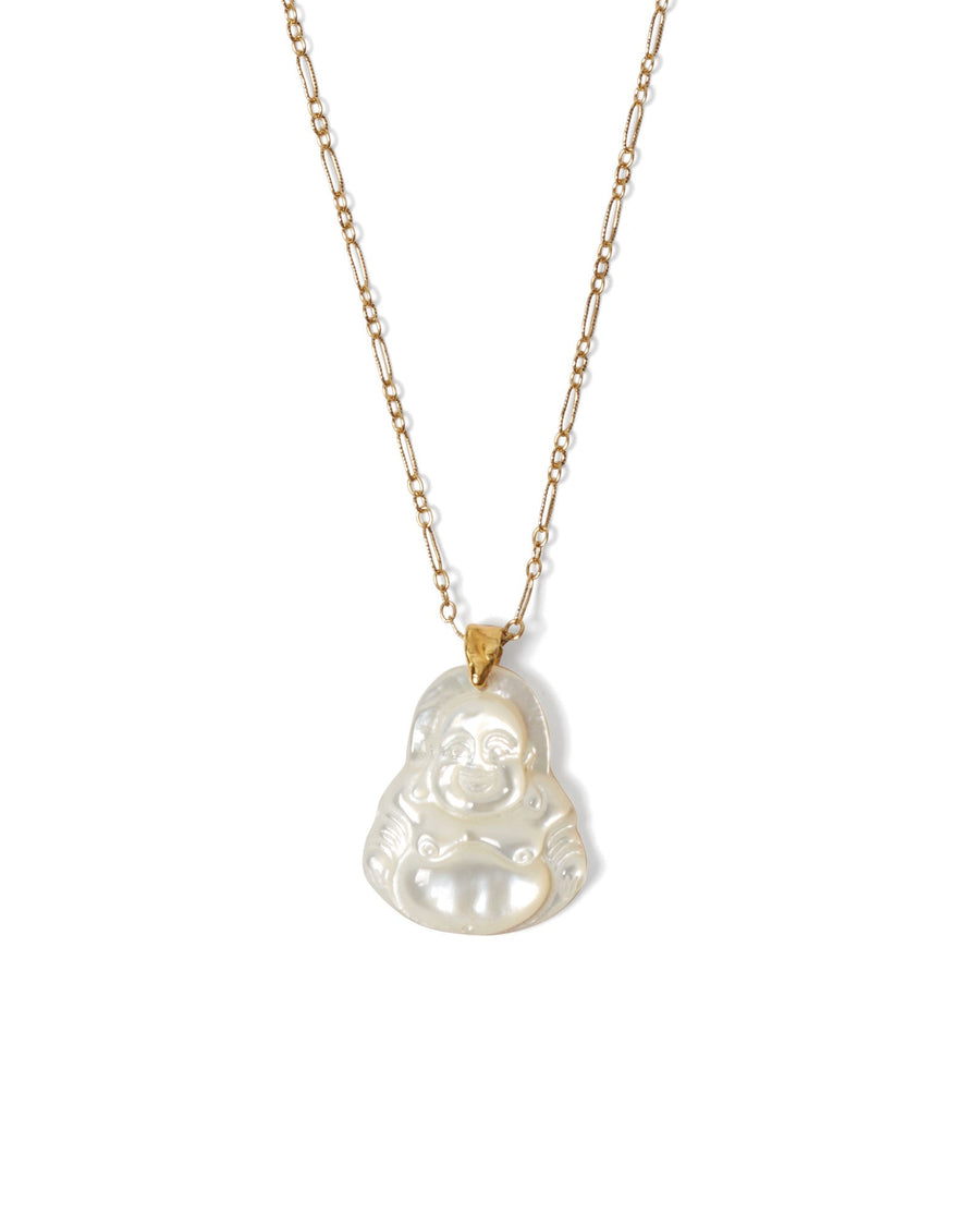 Chan Luu-Budda Pendant Necklace-Necklaces-18k Gold Vermeil, Mother of Pearl-Blue Ruby Jewellery-Vancouver Canada