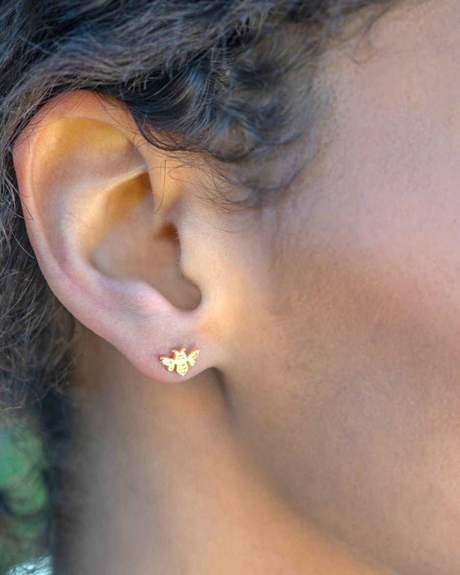 Kris Nations-Bumblebee Stud Earrings-Earrings-18k Gold Vermeil-Blue Ruby Jewellery-Vancouver Canada