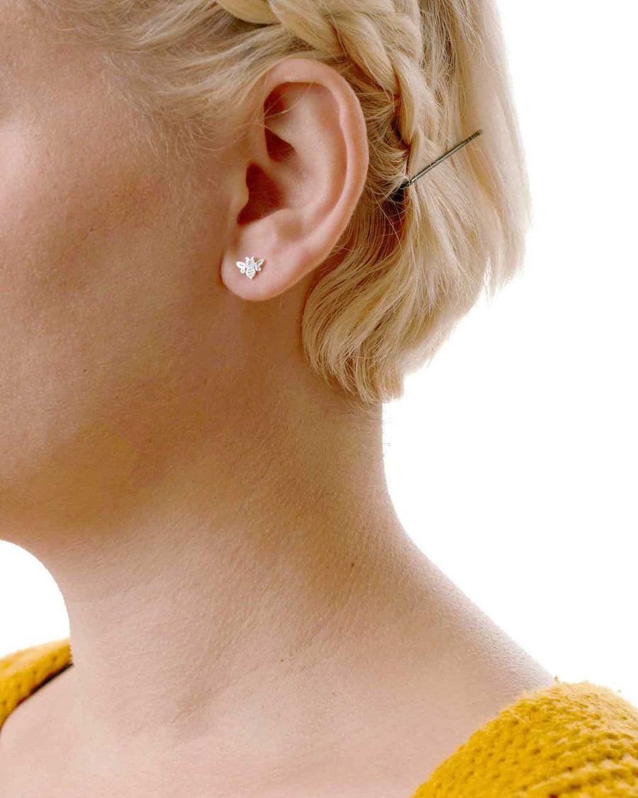 Kris Nations-Bumblebee Stud Earrings-Earrings-Sterling Silver-Blue Ruby Jewellery-Vancouver Canada