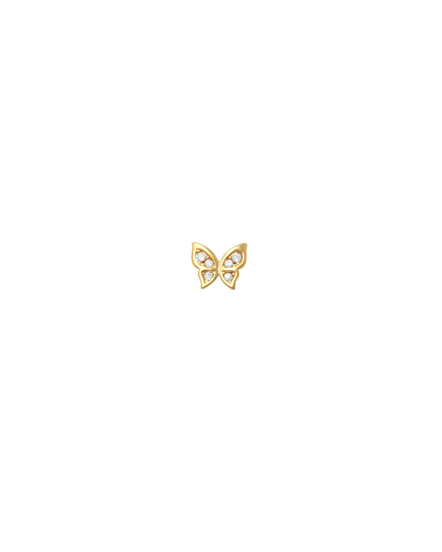 Valley Of the Fine Butterfly CZ Stud 10k Yellow Gold Cubic Zirconia Blue Ruby Jewellery