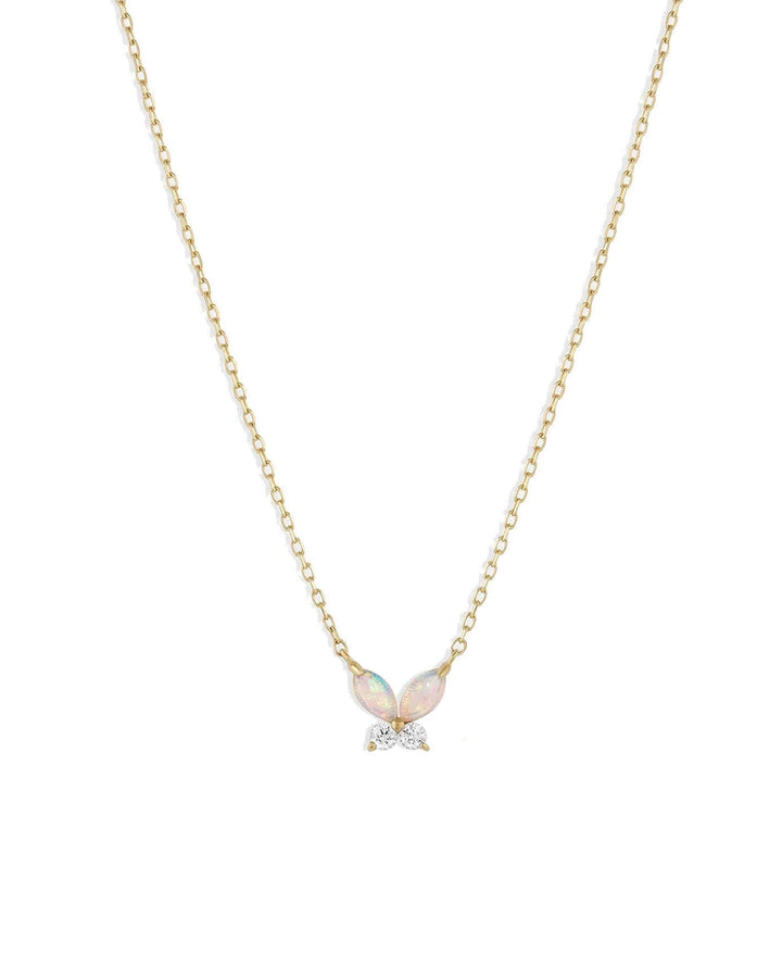 Quiet Icon-Butterfly Opal + CZ Necklace-Necklaces-14k Gold Vermeil, Cubic Zirconia-Blue Ruby Jewellery-Vancouver Canada