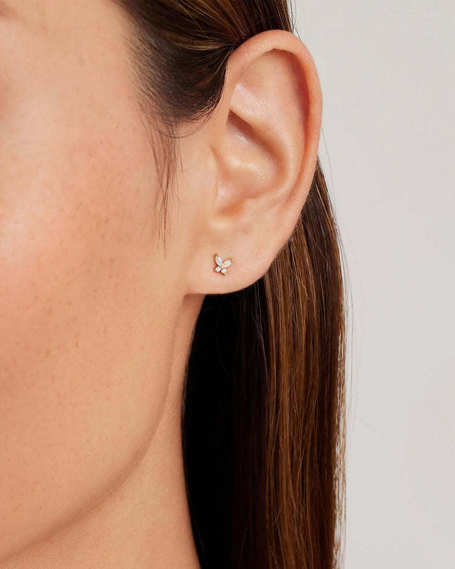 Quiet Icon-Butterfly Opal + CZ Stud-Earrings-14k Gold Vermeil, Opal-Blue Ruby Jewellery-Vancouver Canada