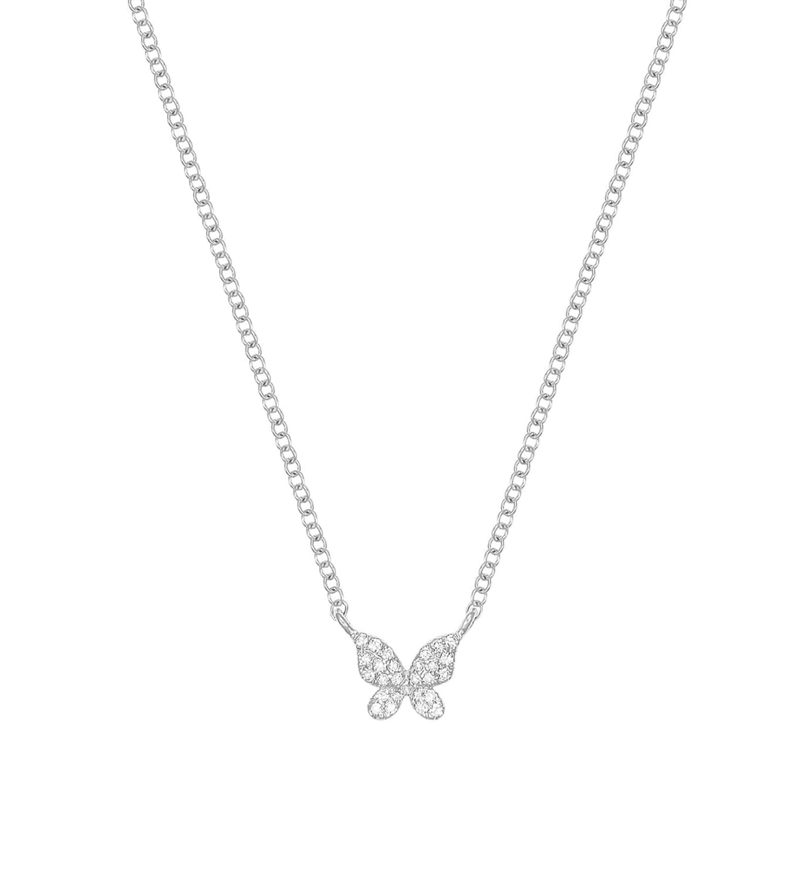 Quiet Icon-Butterfly Pave Necklace-Necklaces-Rhodium Plated Sterling Silver, Cubic Zirconia-Blue Ruby Jewellery-Vancouver Canada