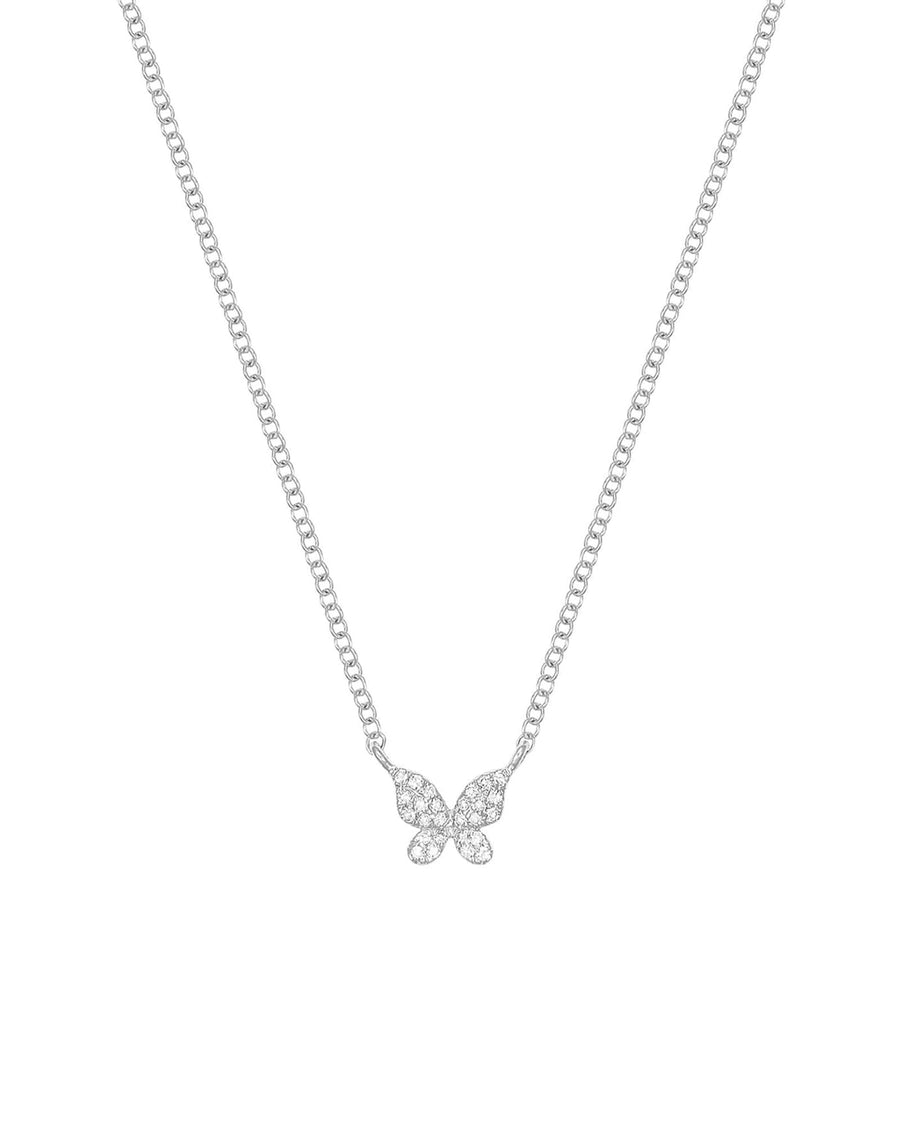 Quiet Icon-Butterfly Pave Necklace-Necklaces-Rhodium Plated Sterling Silver, Cubic Zirconia-Blue Ruby Jewellery-Vancouver Canada