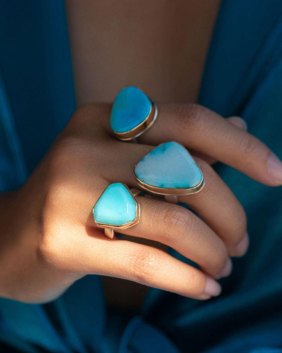 Jamie Joseph-Candelaria Hill Turquoise Ring-Rings-14k Yellow Gold, Sterling Silver, Turquoise-7.5-Blue Ruby Jewellery-Vancouver Canada