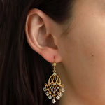La Vie Parisienne-Cascade Crystal Hooks-Earrings-14k Gold Plated, White Crystal-Blue Ruby Jewellery-Vancouver Canada