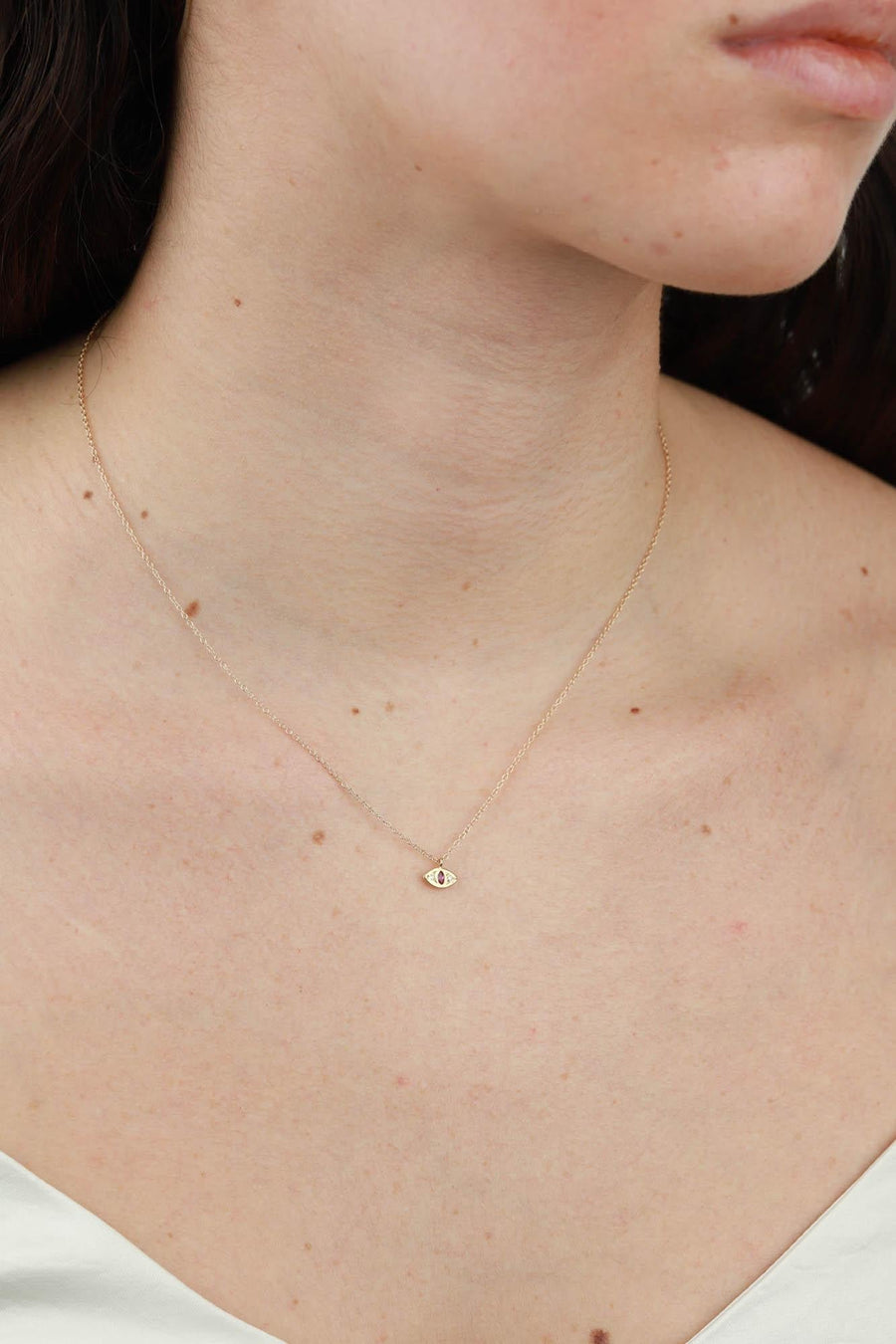 Scosha-Cat Eye Necklace-Necklaces-10k Yellow Gold, Diamond, Ruby-Blue Ruby Jewellery-Vancouver Canada