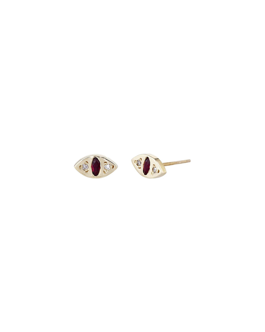 Scosha-Cat Eye Stud-Earrings-10k Yellow Gold, Diamond, Ruby-Cat Eye-Blue Ruby Jewellery-Vancouver Canada
