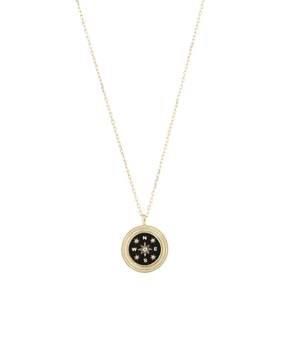 Adina Reyter-Ceramic + Diamond Compass Necklace-Necklaces-14k Yellow Gold, Diamond-Blue Ruby Jewellery-Vancouver Canada