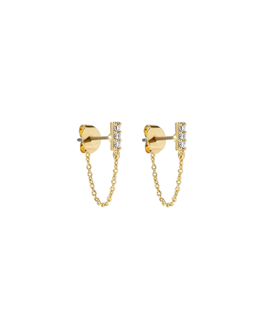Quiet Icon-Chain Loop Studs-Earrings-14k Gold Vermeil, Cubic Zirconia-Blue Ruby Jewellery-Vancouver Canada