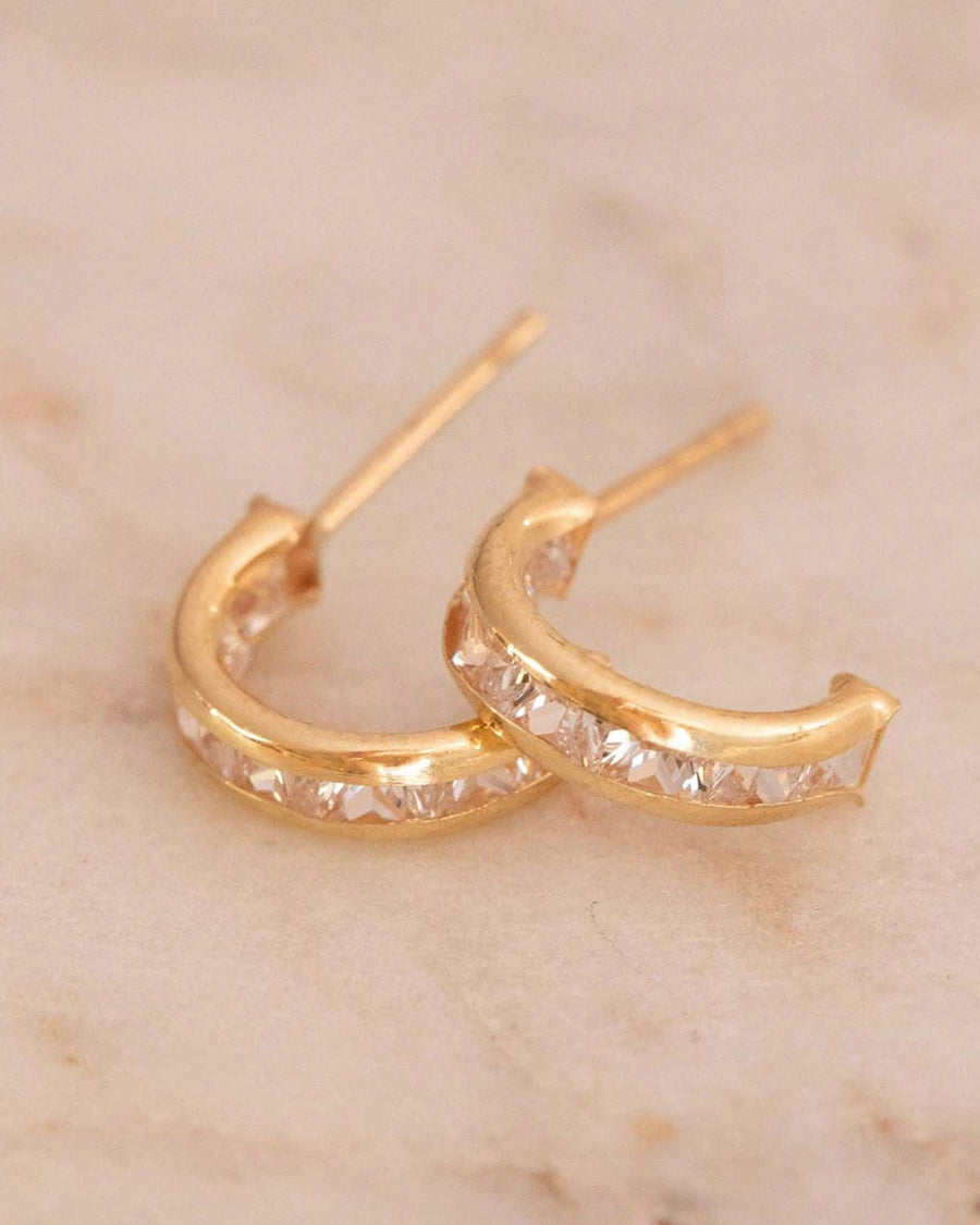 Leah Alexandra Fine-Channel Huggies-Earrings-10k Yellow Gold, Cubic Zirconia-Blue Ruby Jewellery-Vancouver Canada
