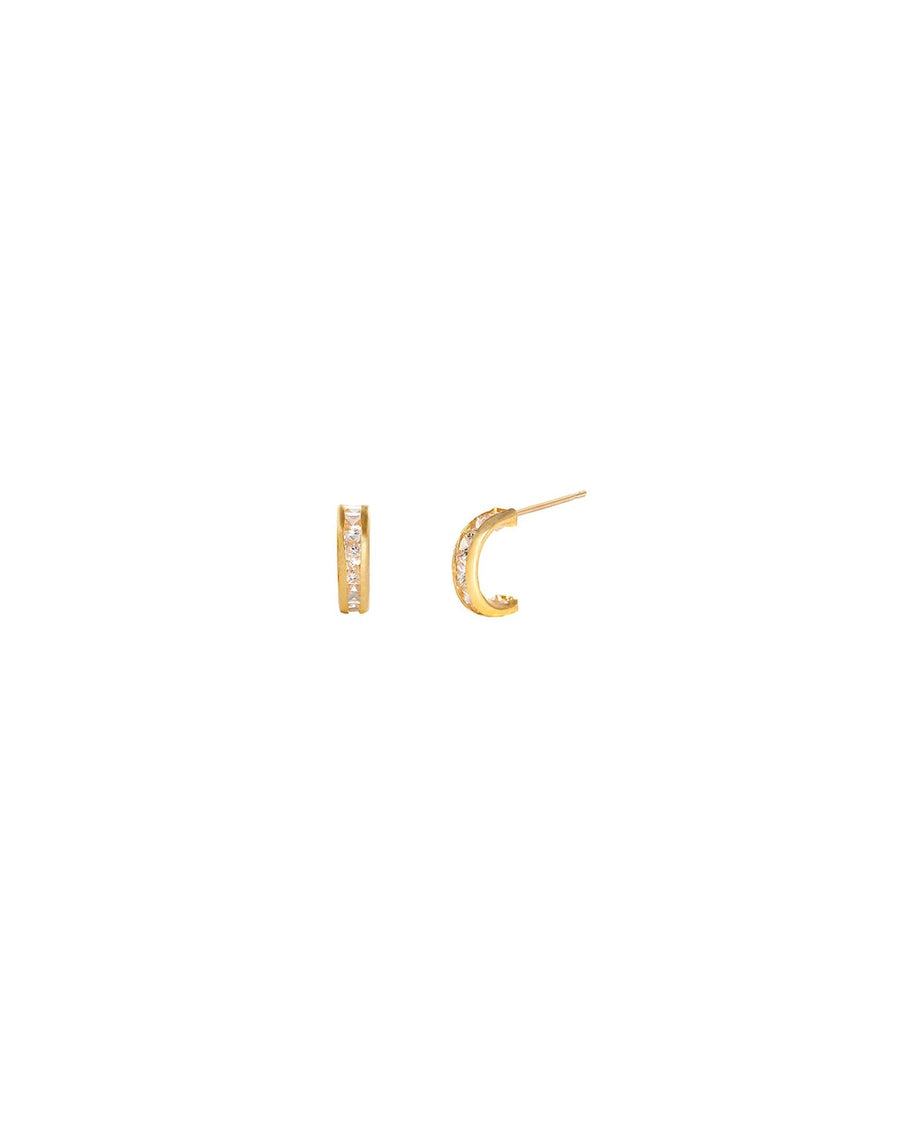 Leah Alexandra Fine-Channel Huggies-Earrings-10k Yellow Gold, Cubic Zirconia-Blue Ruby Jewellery-Vancouver Canada