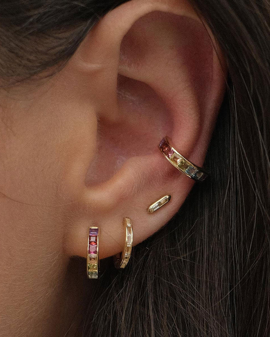Quiet Icon-Channel Multi Ear Cuff-Earrings-14k Gold Vermeil, Cubic Zirconia-Blue Ruby Jewellery-Vancouver Canada