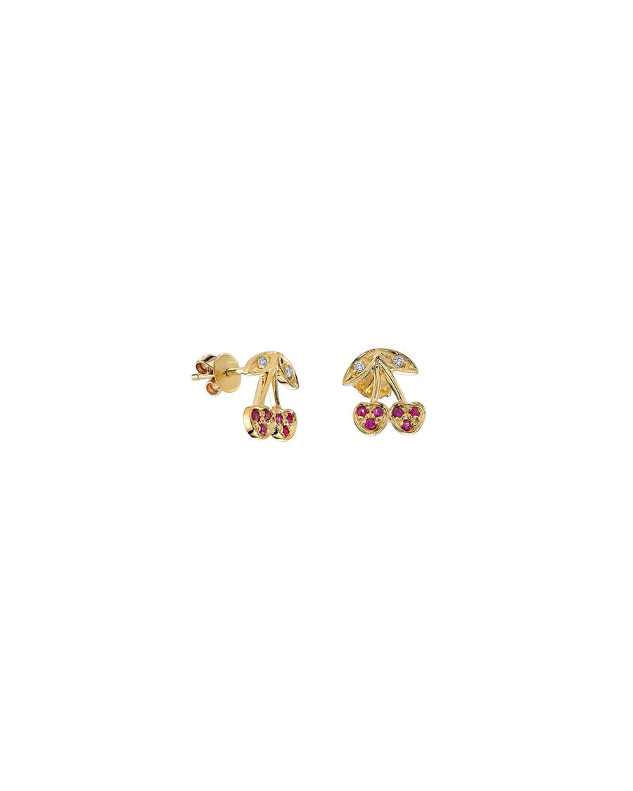 Quiet Icon-Cherries Pave Studs-Earrings-14k Gold Vermeil, Cubic Zirconia-Blue Ruby Jewellery-Vancouver Canada