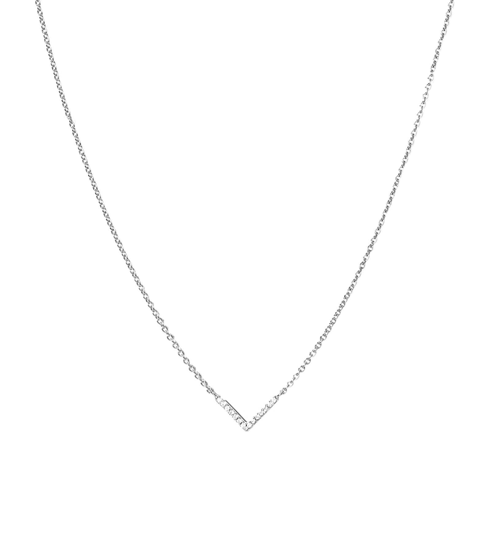 Quiet Icon-Chevron CZ Necklace-Necklaces-Rhodium Plated Sterling Silver, Cubic Zirconia-Blue Ruby Jewellery-Vancouver Canada