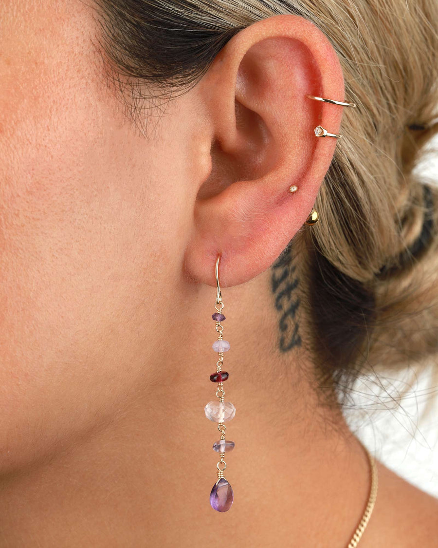 Poppy Rose-Cindy Hooks-Earrings-14k Gold-fill, Amethyst, Rose Quartz-Blue Ruby Jewellery-Vancouver Canada