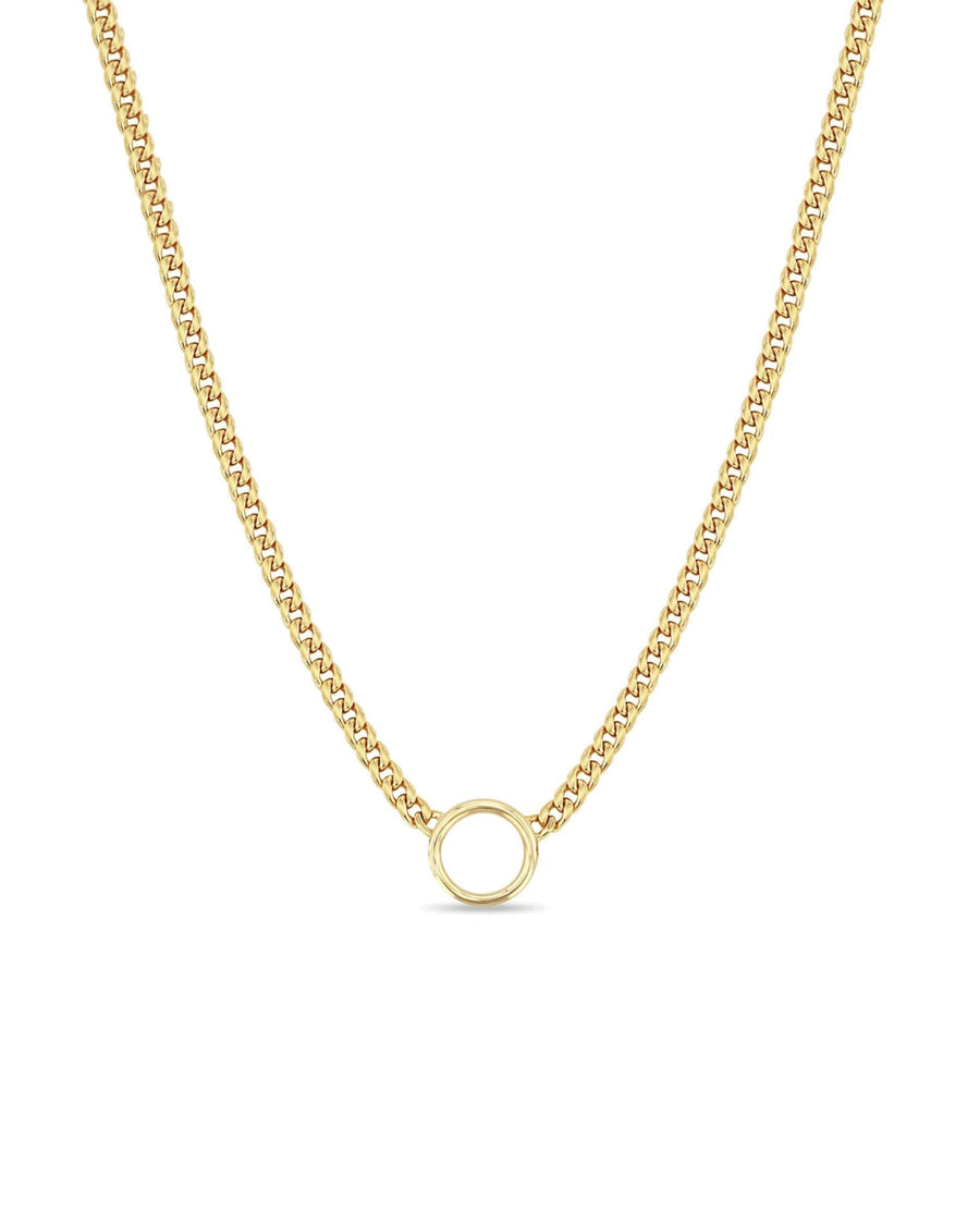 Zoe Chicco-Circle Pendant Small Curb Chain Necklace-Necklaces-14k Yellow Gold-Blue Ruby Jewellery-Vancouver Canada
