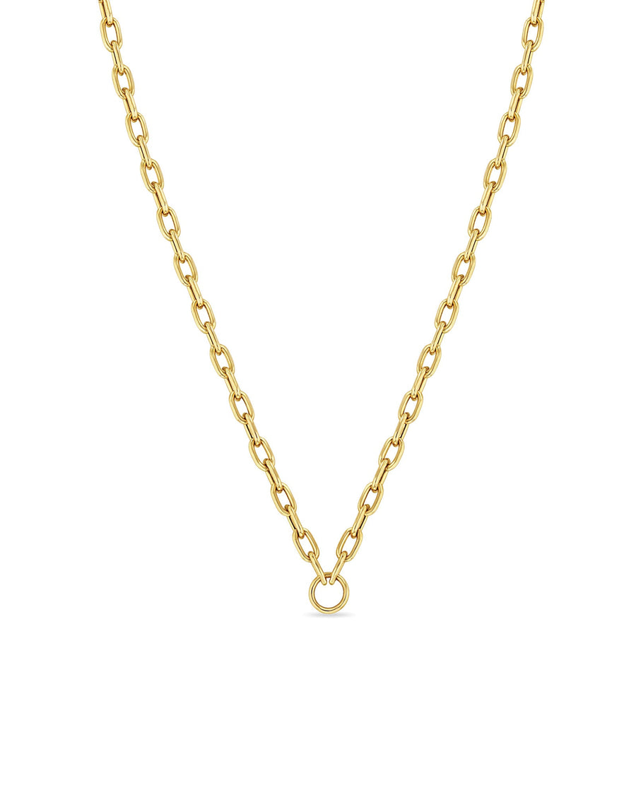 Zoe Chicco-Circle Pendant Small Oval Link Chain Necklace-Necklaces-10k Yellow Gold-Blue Ruby Jewellery-Vancouver Canada