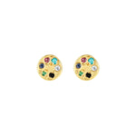 Scosha-Circle Stud I Diamond + Mixed Gems-Earrings-14k Yellow Gold, Diamond, Ruby, Emerald, Blue Sapphire, Peach Sapphire-Blue Ruby Jewellery-Vancouver Canada